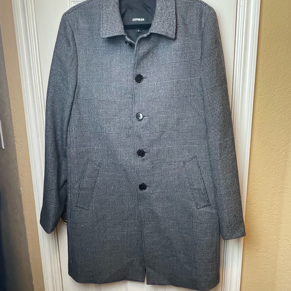 Express Men's Classic Grey Glenn Plaid Coat